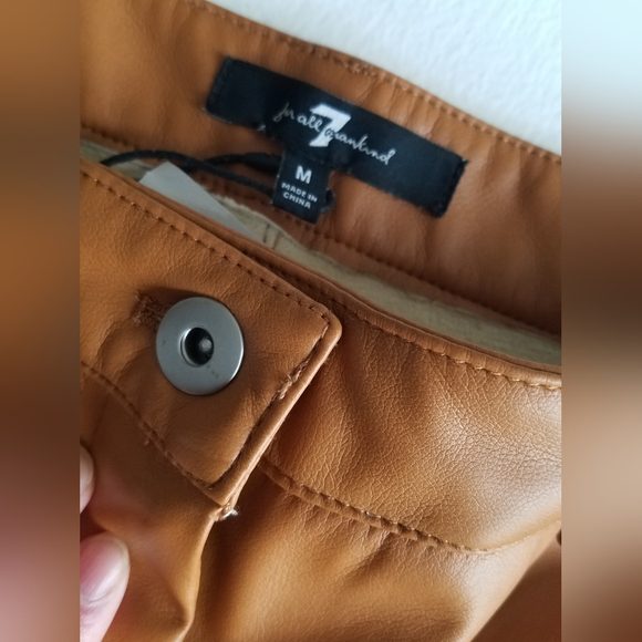 NWT 7 For All Mankind Women's Faux Leather Pants Size Medium Camel - Picture 12 of 16